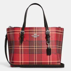 NWT Coach Mollie Tote 25 With Tartan Plaid Print